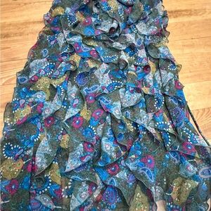 Vera Wang Olive Green Paisley Dress strapless tunic